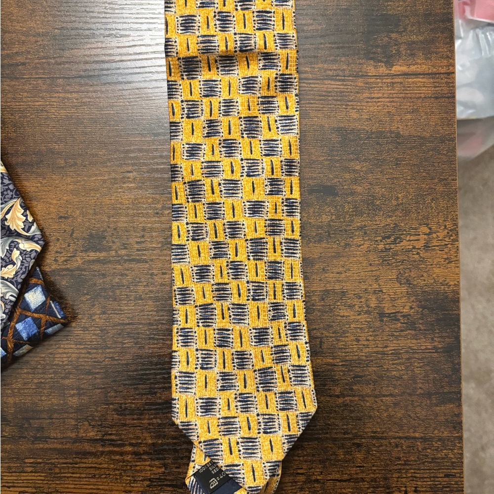 Ermenegildo Zegna Yellow and Black Geometric Tie